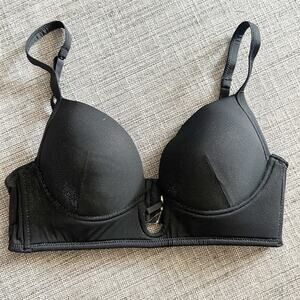 Tezenis Black Padded Underwire Bra Adjustable Straps Plunge Size 36B